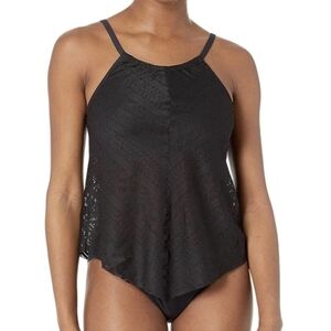 Woman's Bleu Rod Beattie Black Chic Peek Fly Away High Neck Tankini Set- Size 8